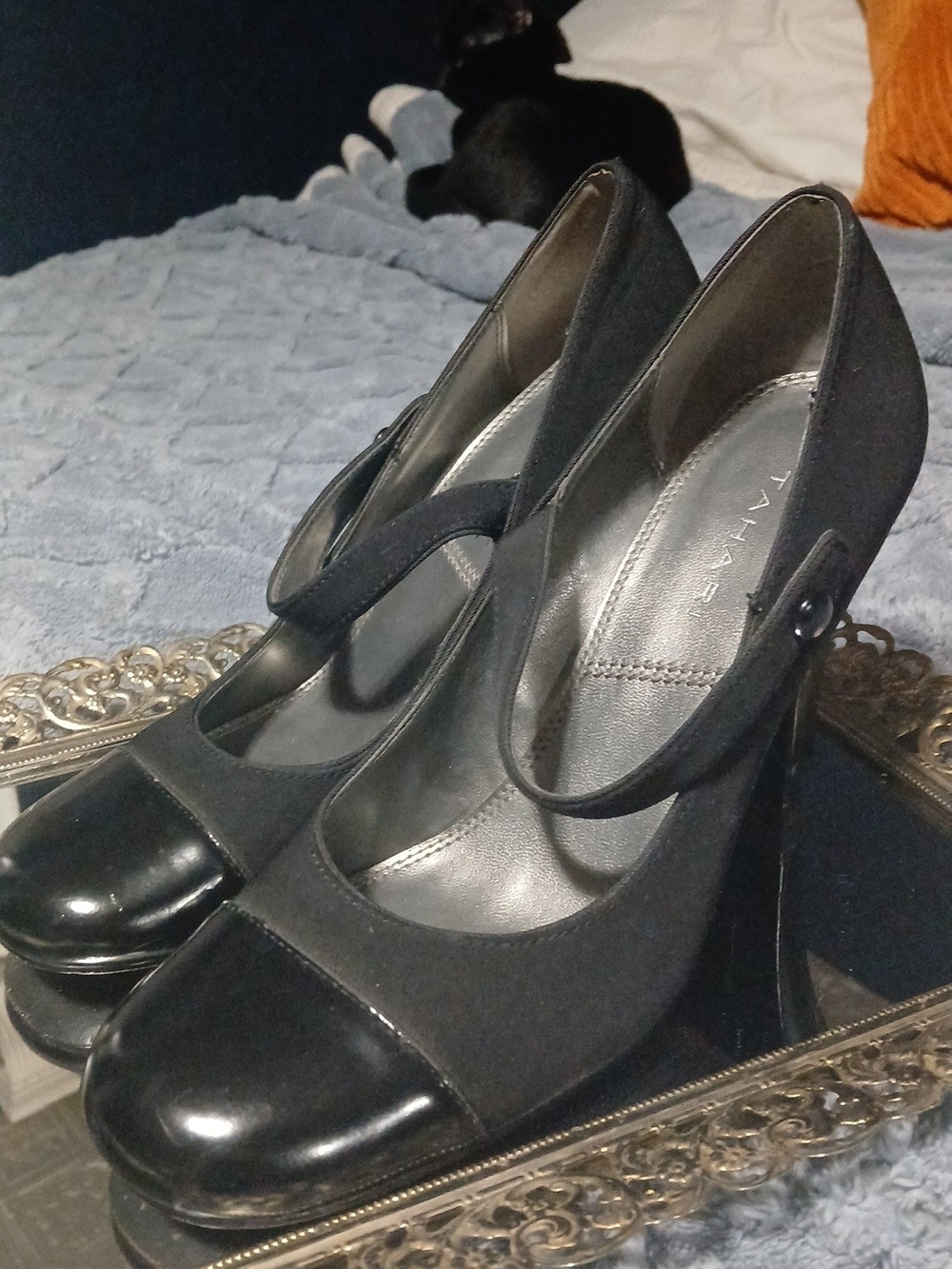 Tahari Black Mary Jane With Block Heel